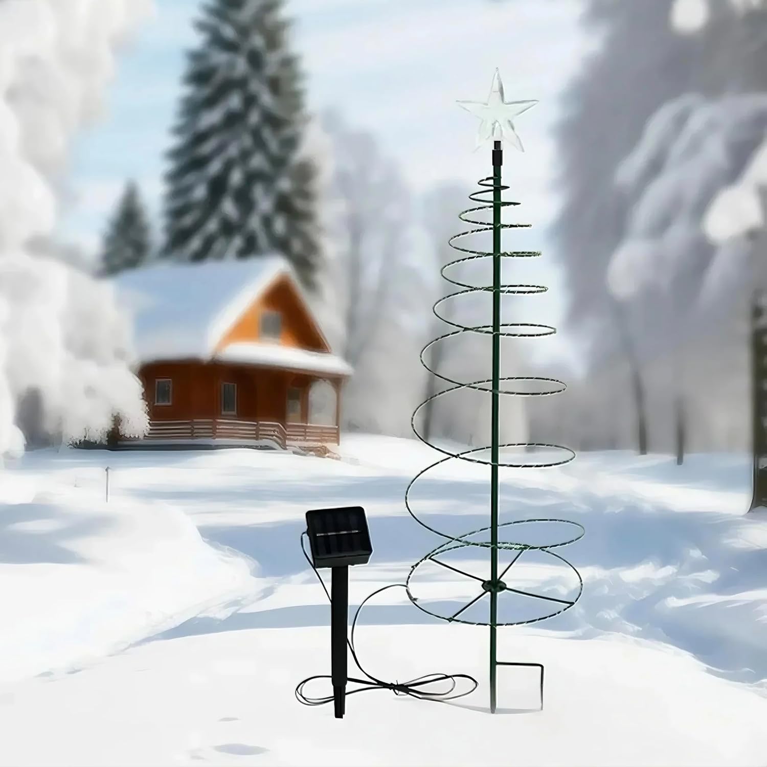 Solar Spiral Tree Lights，Solar Metal LED Christmas Tree Decoration Light, Christmas Decoration for Home Garden Lawn Patio Yard (Multicolor)